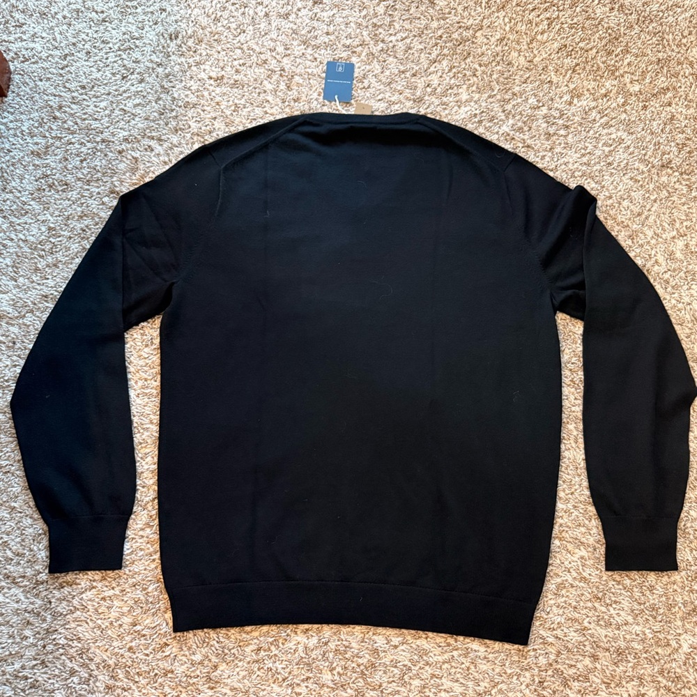 Men's J. Crew 100% Merino Wool Black V-Neck  Sweater Size Large Tall - Picture 2 of 3